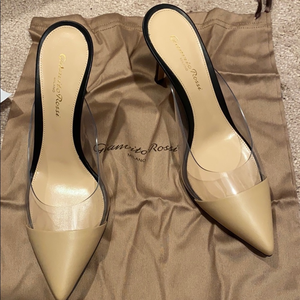 Gianvito Rossi 7.5 Nappa Nude Plexi Mule